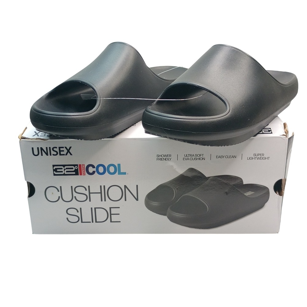 32 Degrees Cushion Slide Men Size 9-10 Black Ultra Soft EVA Lightweight